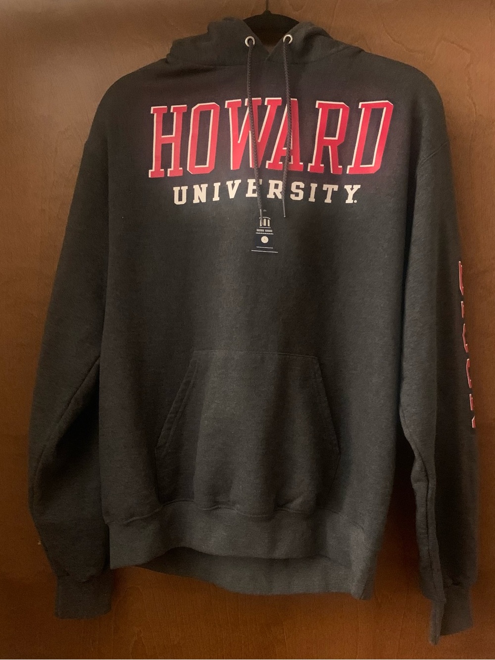 Champion Howard University Black Hoodie with Red White Lettering